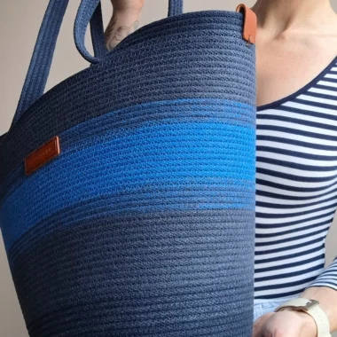 Ombre ze skórzaną metką - morski