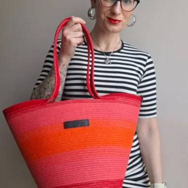 Ombre ze skórzaną metką - red kiss