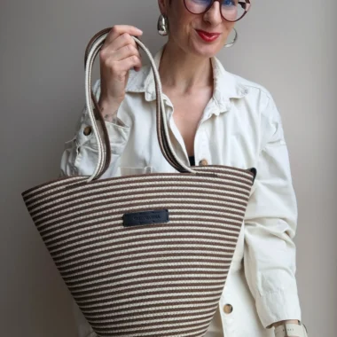 Kosz Basic mini z twistem ze skórzaną metką