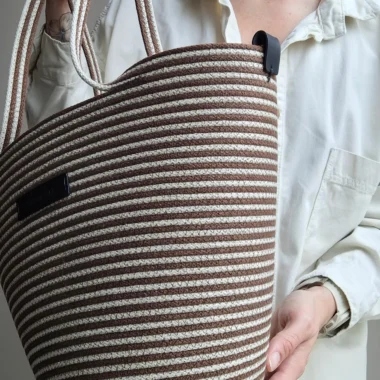 Kosz Basic mini z twistem ze skórzaną metką