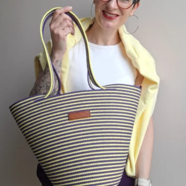 Kosz Basic mini z twistem ze skórzaną metką - wrzos