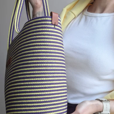 Kosz Basic mini z twistem ze skórzaną metką - wrzos